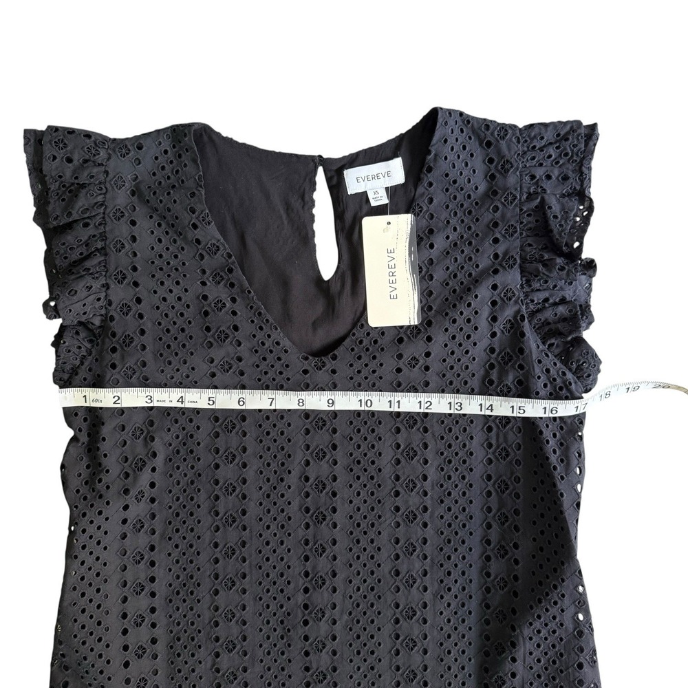NWT Evereve Tinsley Black Eyelet Ruffle Sleeve Mini Dress LBD Size XS (US 2) - Picture 10 of 14